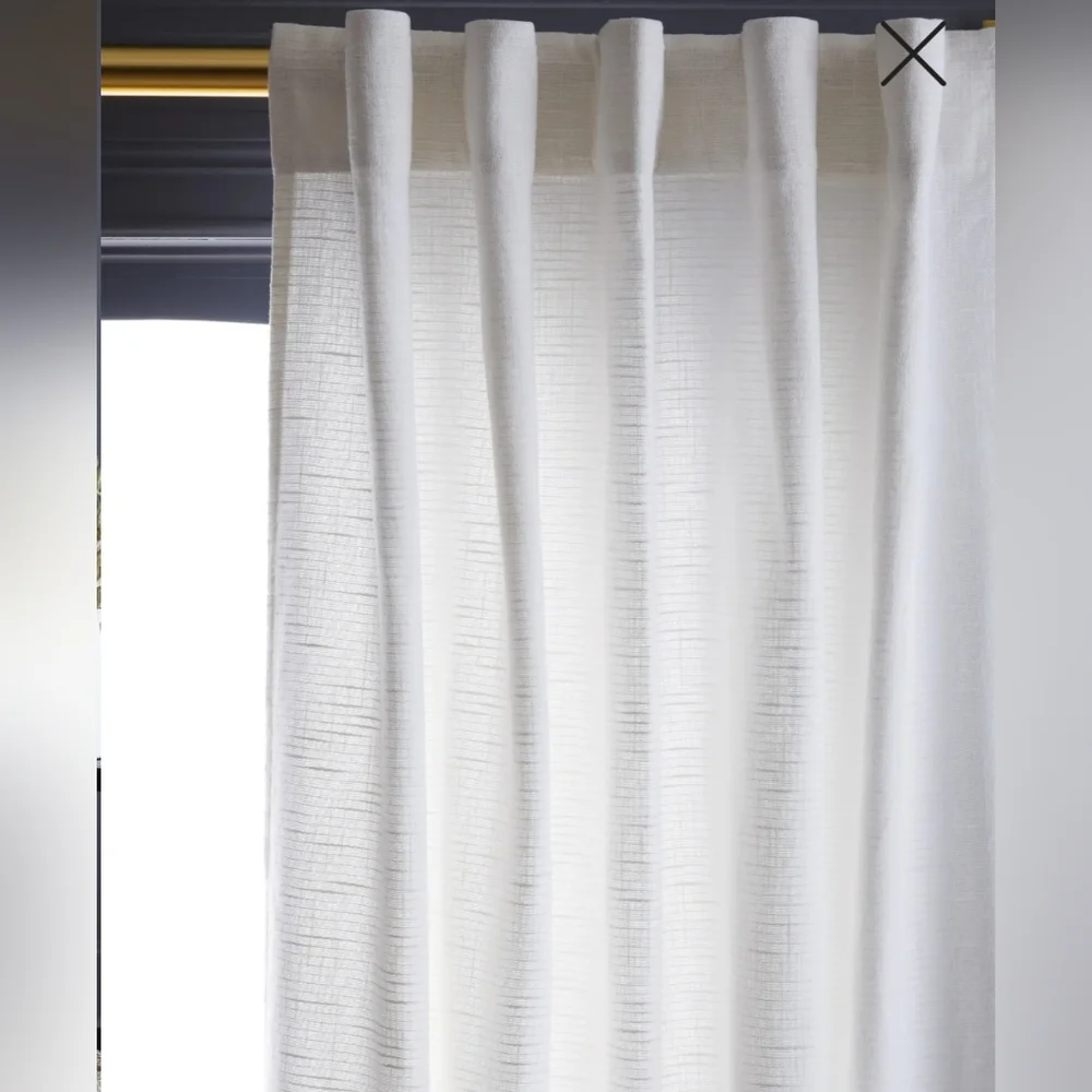 NWOT! Quince 100% Cotton White Slub Curtains, 48